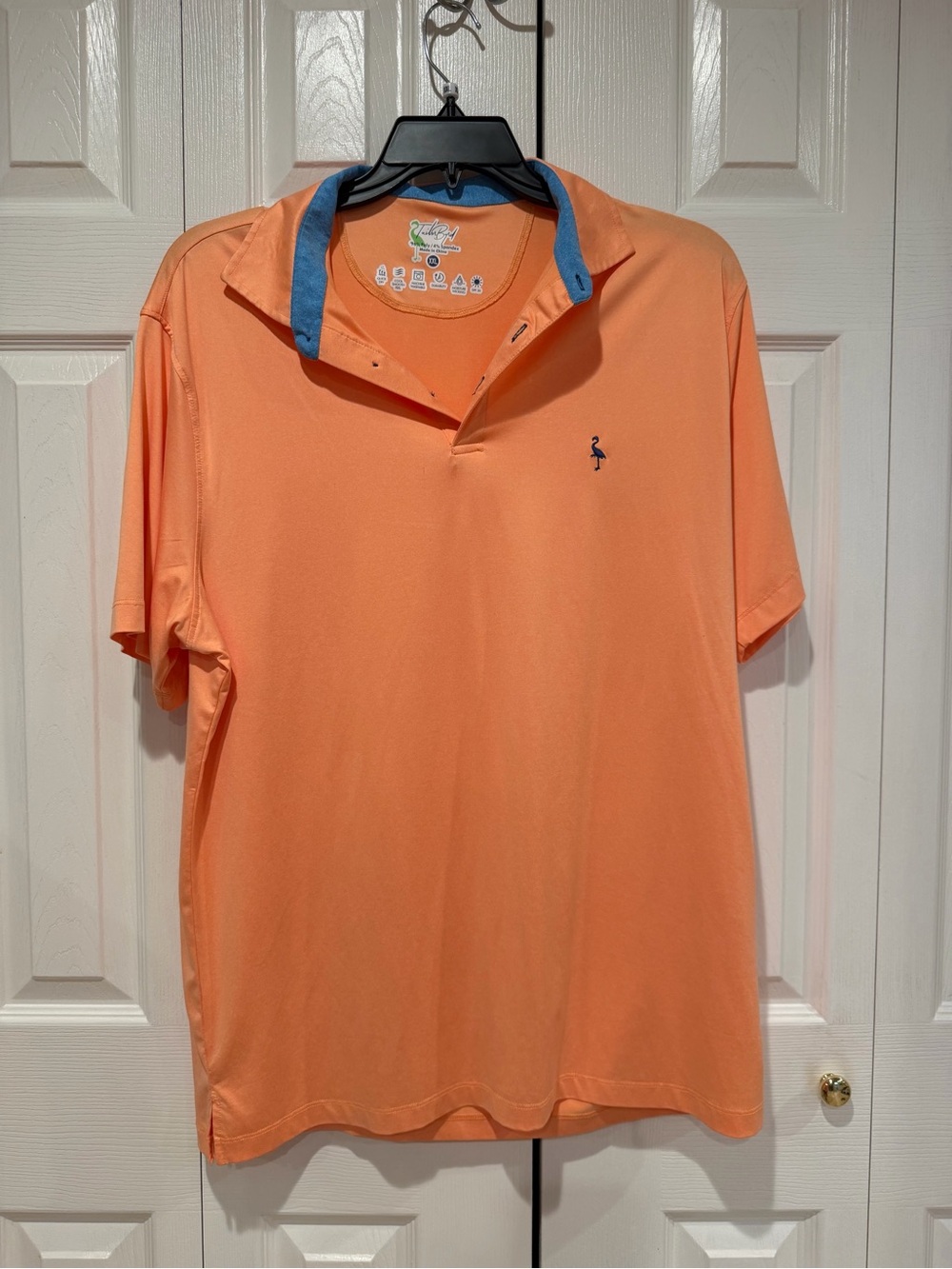 Tailorbyrd Peach Polo with Blue Contrast Collar